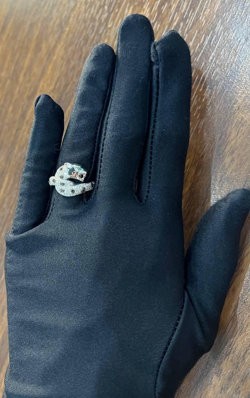 Snow White Leopard Jaguar Panther Diamond Pave 14K White Gold Statement Ring For Sale 3
