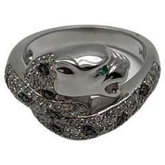 Snow White Leopard Jaguar Panther Diamond Pave 14K White Gold Statement Ring