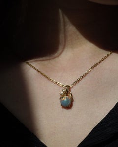 “Snow White’s Apple” Australian Solid Black Opal Diamond 18ct Gold Pendant
