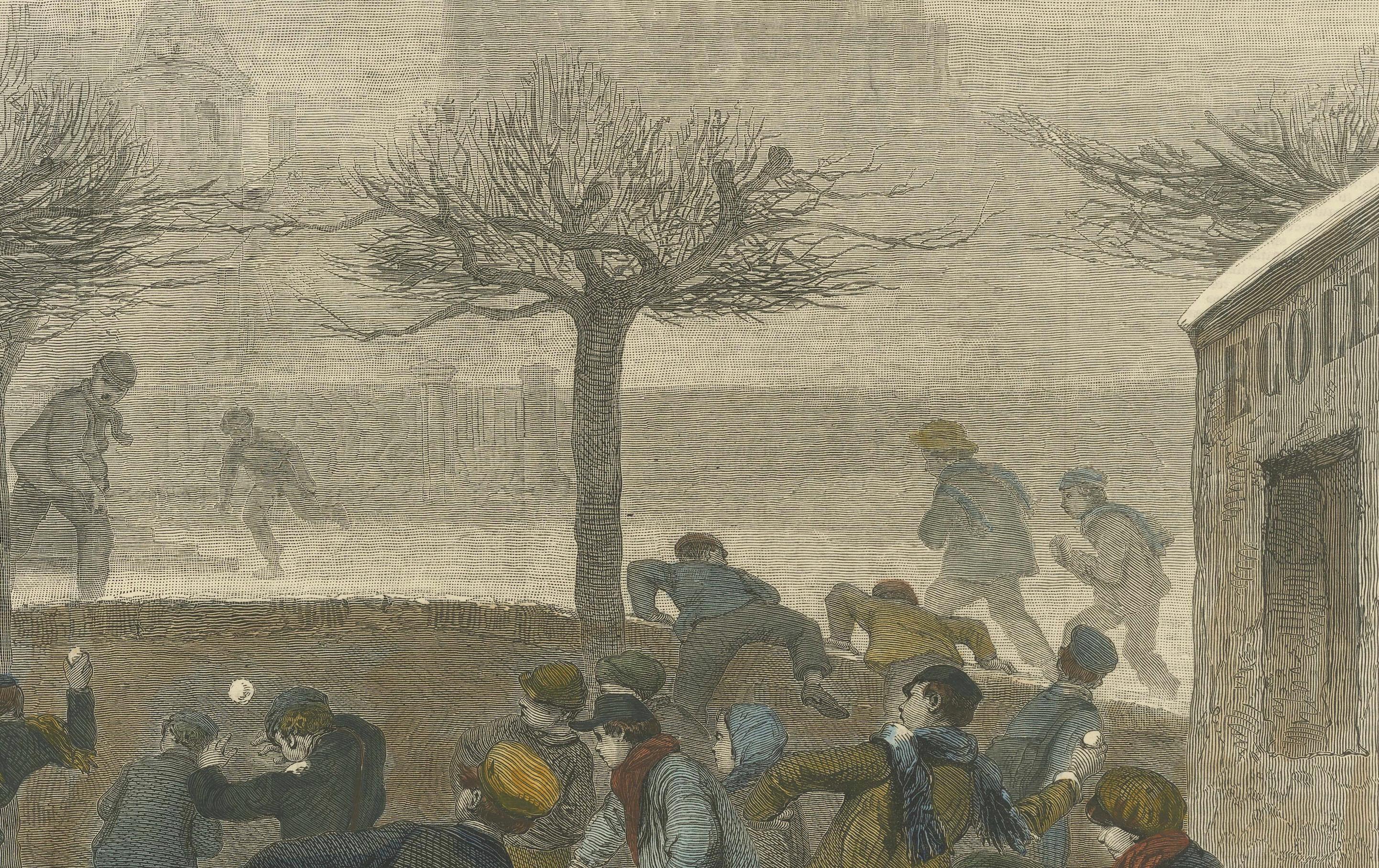 Engraved Snowballing by Edouard Frère, Published in The Illustrated London News, 1876 For Sale