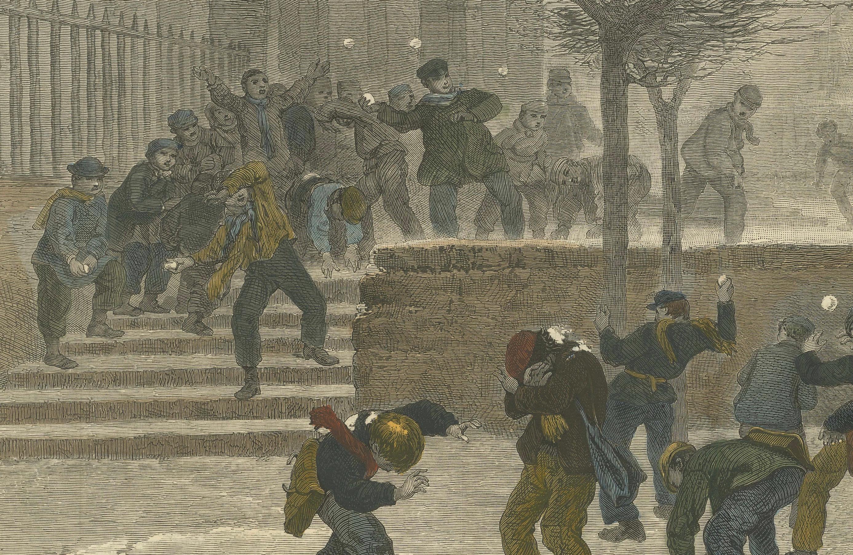 Late 19th Century Snowballing by Edouard Frère, Published in The Illustrated London News, 1876 For Sale