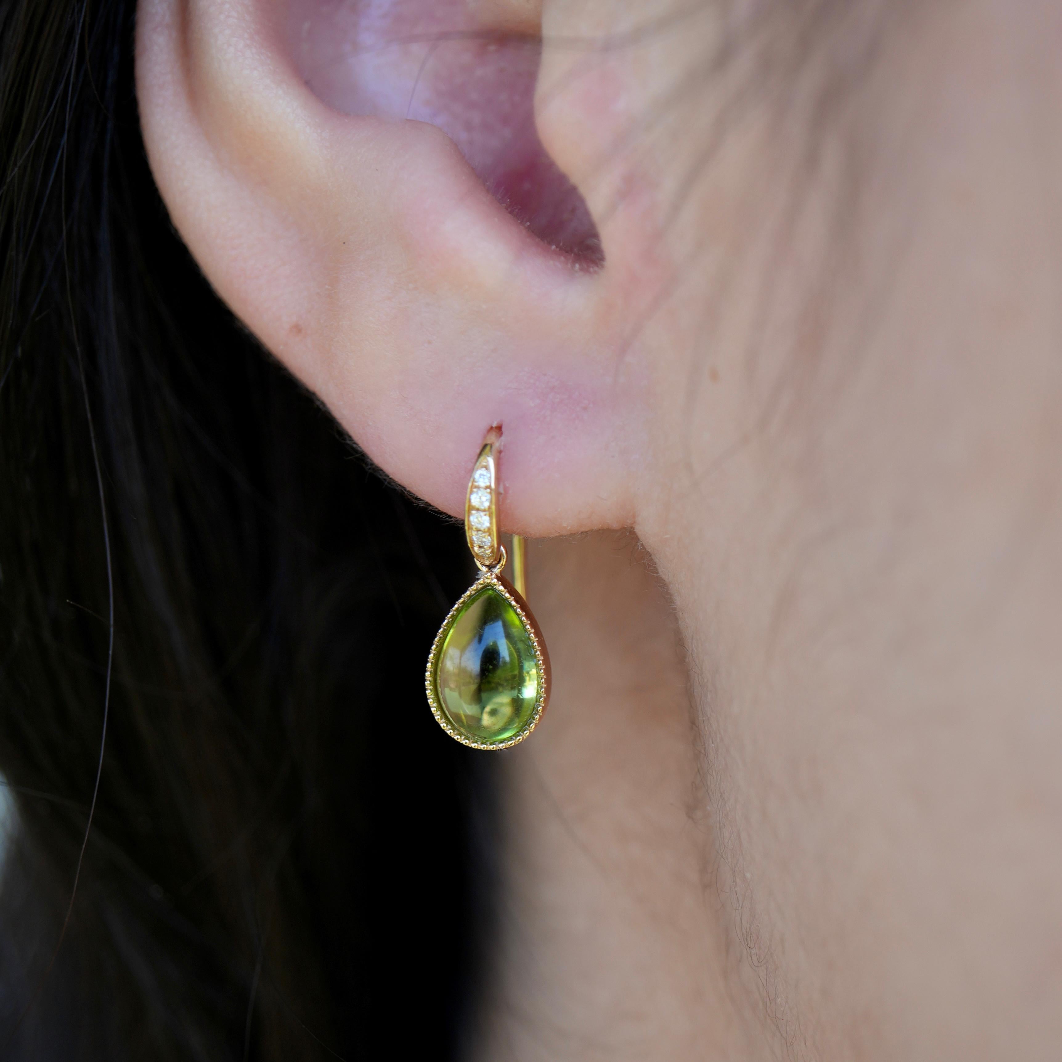 Women's SnowDrop Flower 14.05 ctw Peridot & Mother of Pearl Diamond Drop Earrings For Sale
