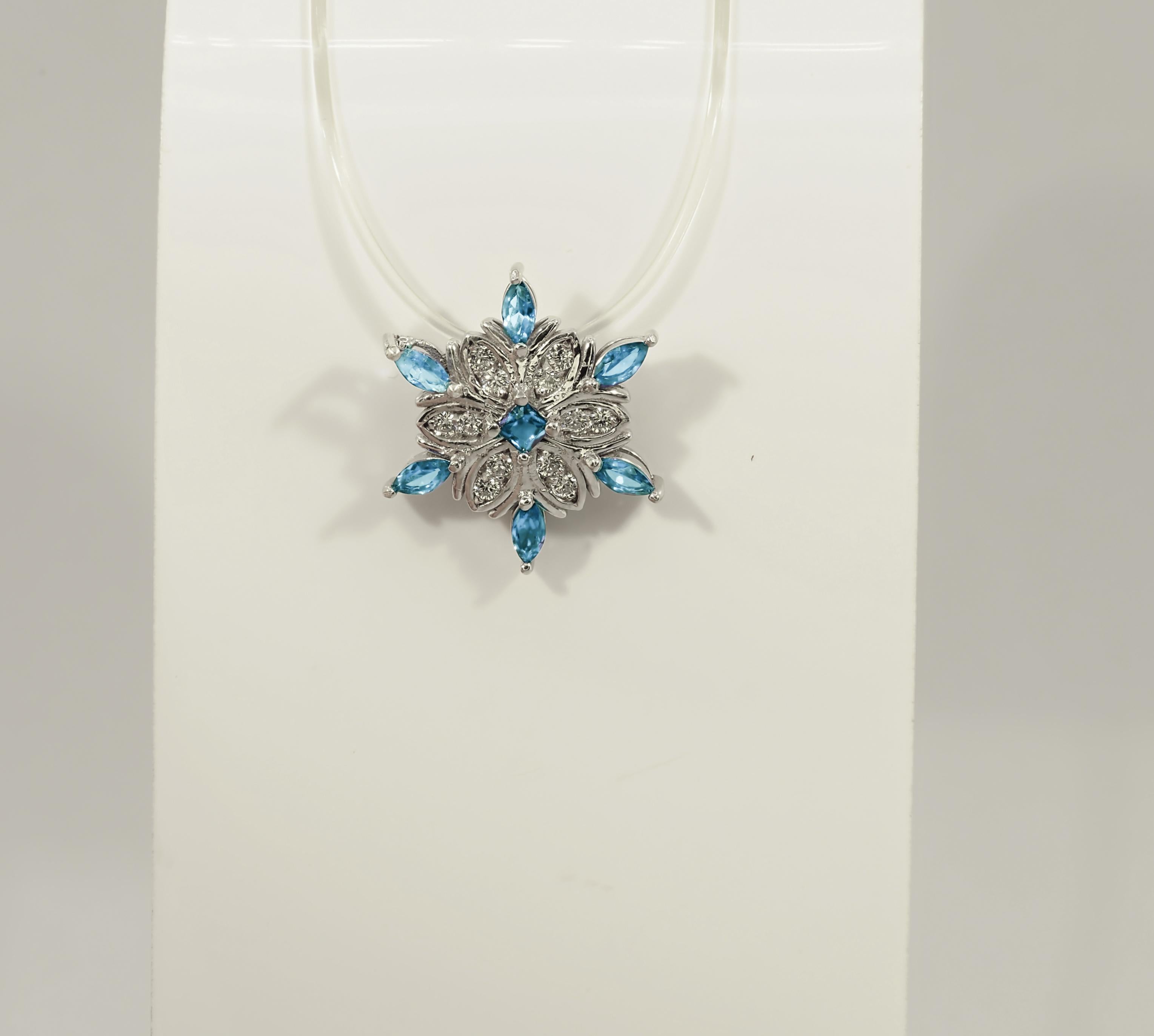 Moderne Pendentif flocon de neige en or 14k en vente