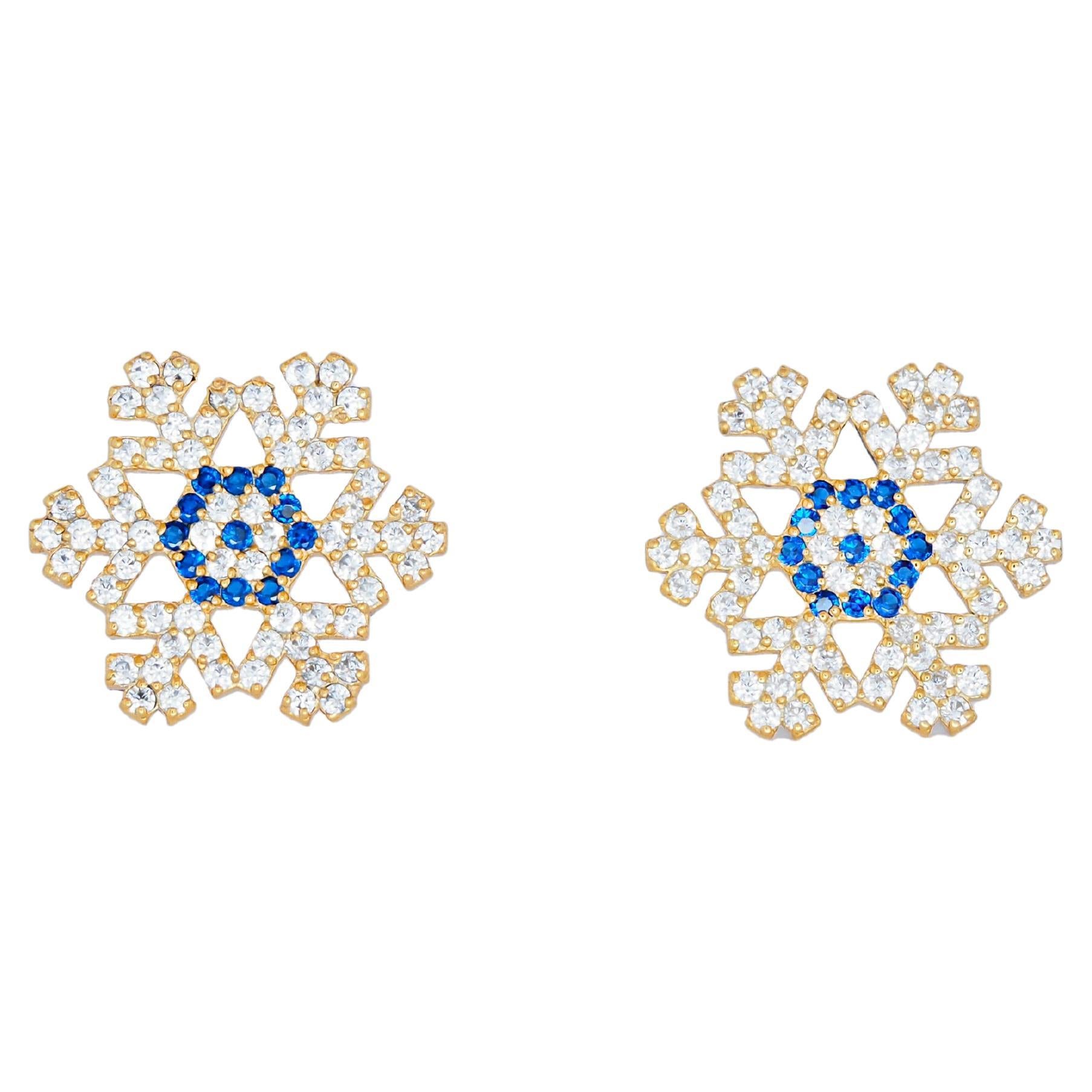 Snowflake 14k gold studs.  For Sale