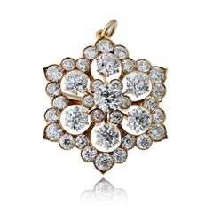 Flocon de neige Pendentif broche en or jaune 18K convertible 8.00cttw Old Euro Diamond Brooch