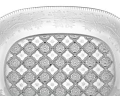 Snowflake and Holly Cut Glass Tray by Sinclaire