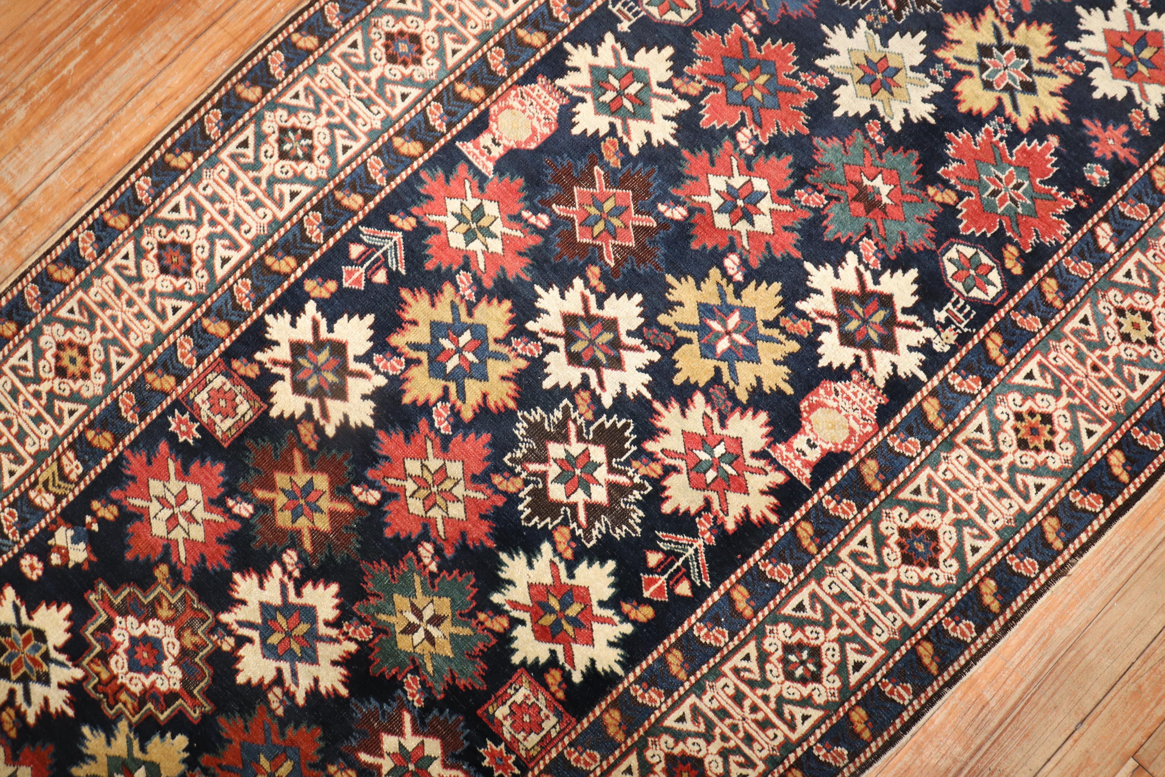 Snowflake Antique Shirvan Caucasian Runner In Good Condition For Sale In New York, NY