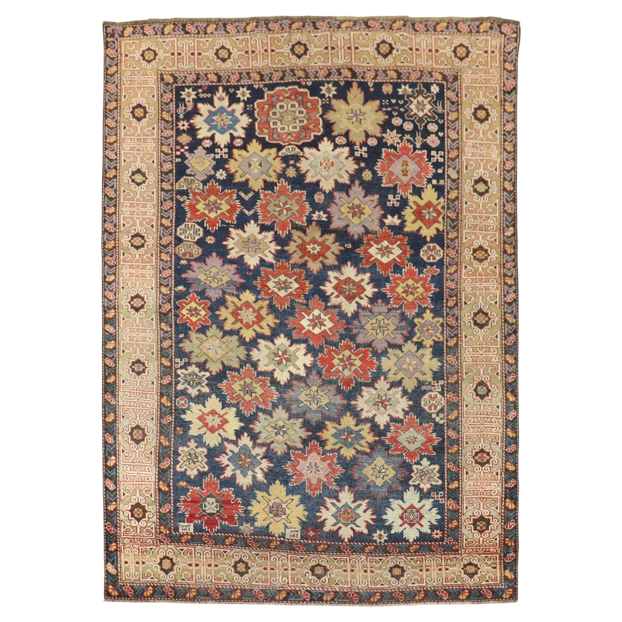 Zabihi Collection Snowflake Antique Shirvan Caucasian Rug, 3'10'' x 5'