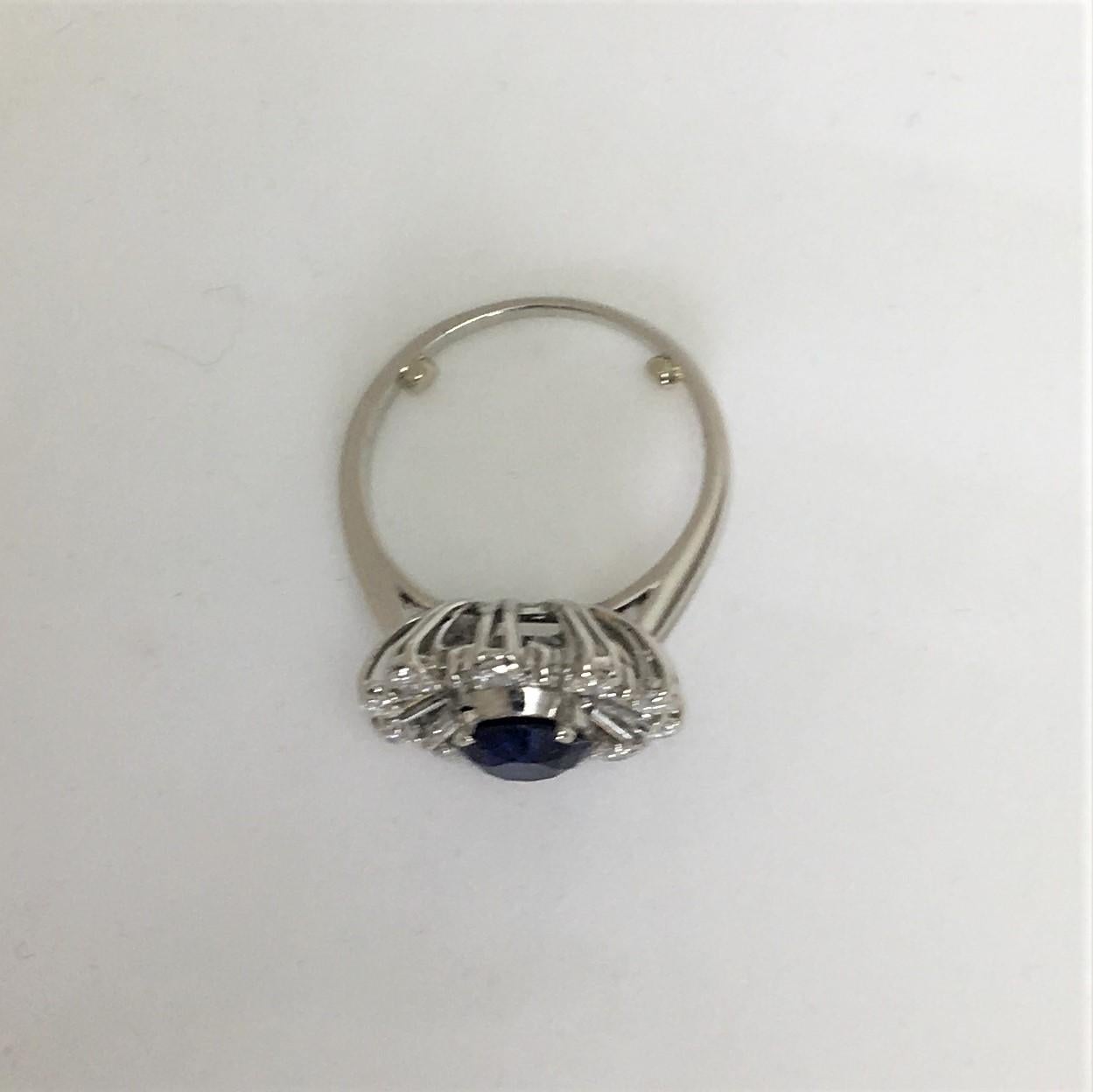 Round Cut Diamond and Sapphire Platinum Cocktail Ring For Sale
