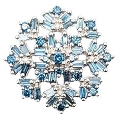 Snowflake Blue & White Diamond Pendant in 18k White Gold