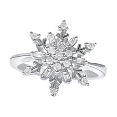 Snowflake Design, Natural 0.50 Carat Diamond Engagement Ring