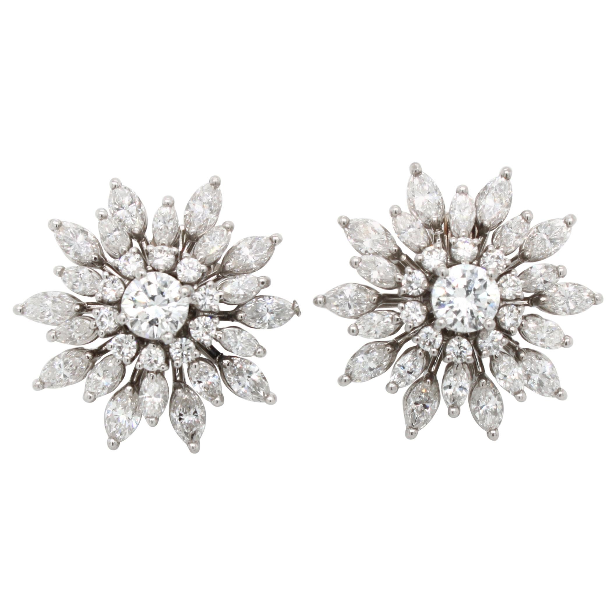 Snowflake Diamond Earrings, Brilliant and Marquise Cut at 1stDibs ...
