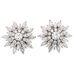 Snowflake Diamond Earrings, Brilliant and Marquise Cut