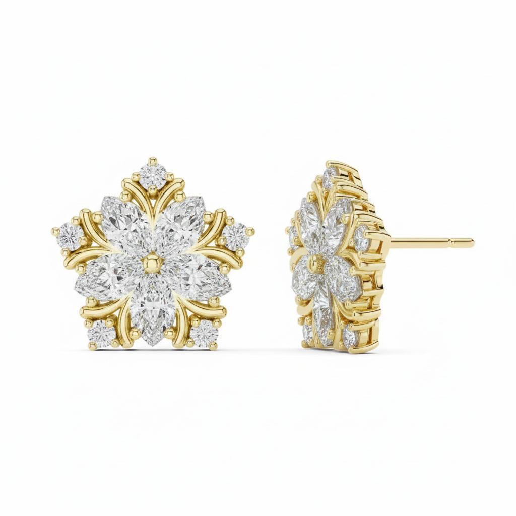 Boucles d'oreilles flocon de neige en or 14k Pour femmes en vente