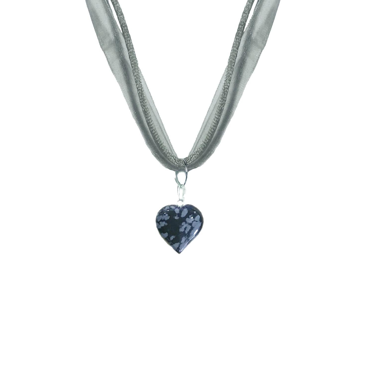 Collier de flocon de neige en obsidienne et organza Pour femmes en vente