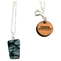 Collar de plata de ley con obsidiana copo de nieve, colgante de piedra preciosa en bruto