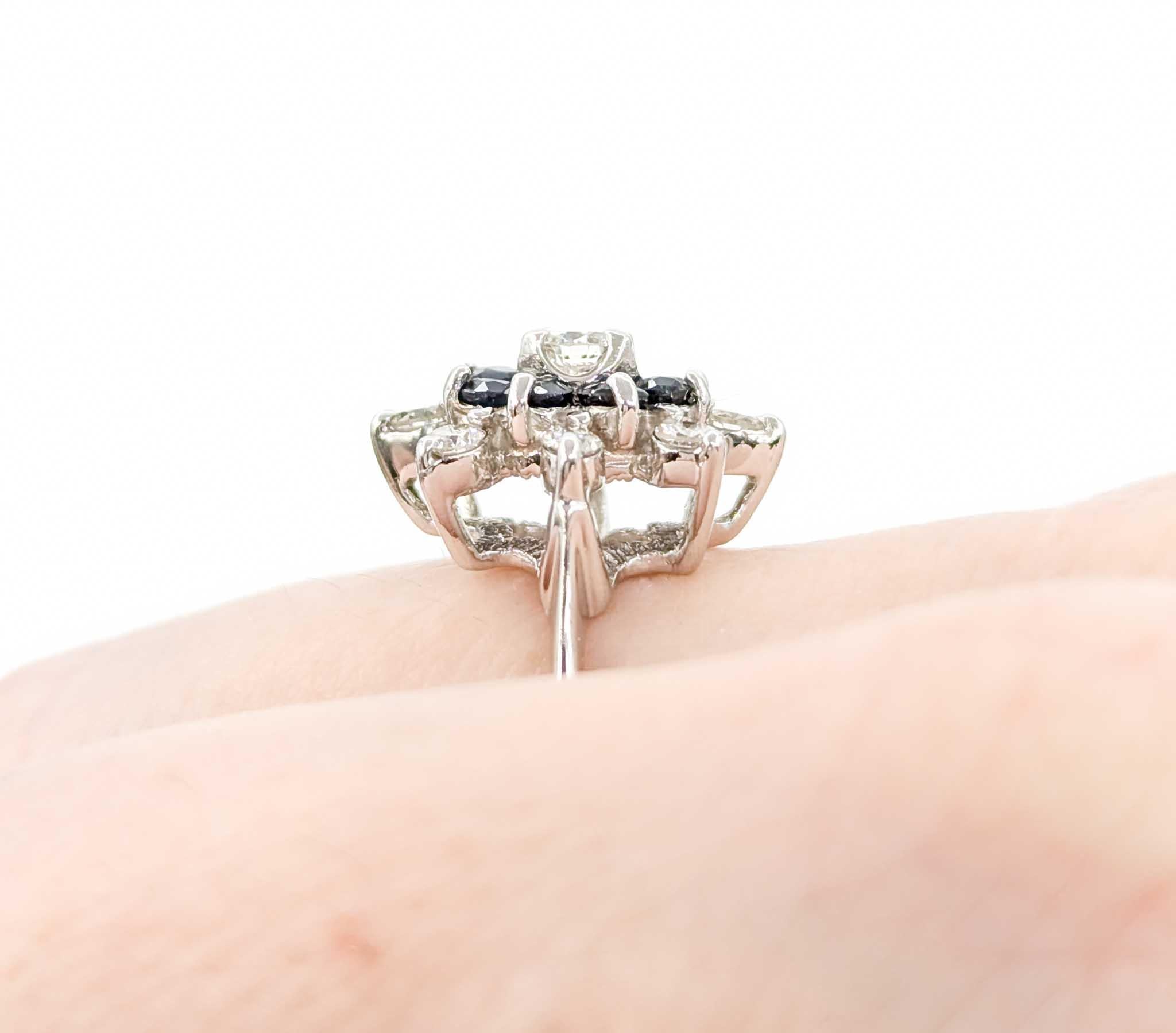 For Sale:  Snowflake Sapphire and Diamond Ring in 14k White Gold 4
