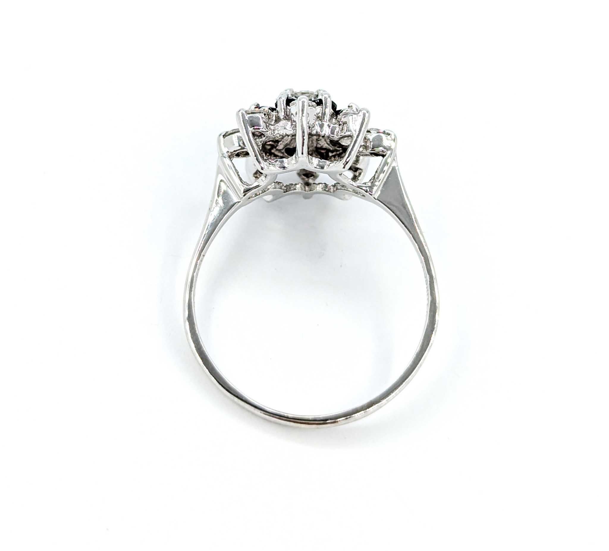 For Sale:  Snowflake Sapphire and Diamond Ring in 14k White Gold 6