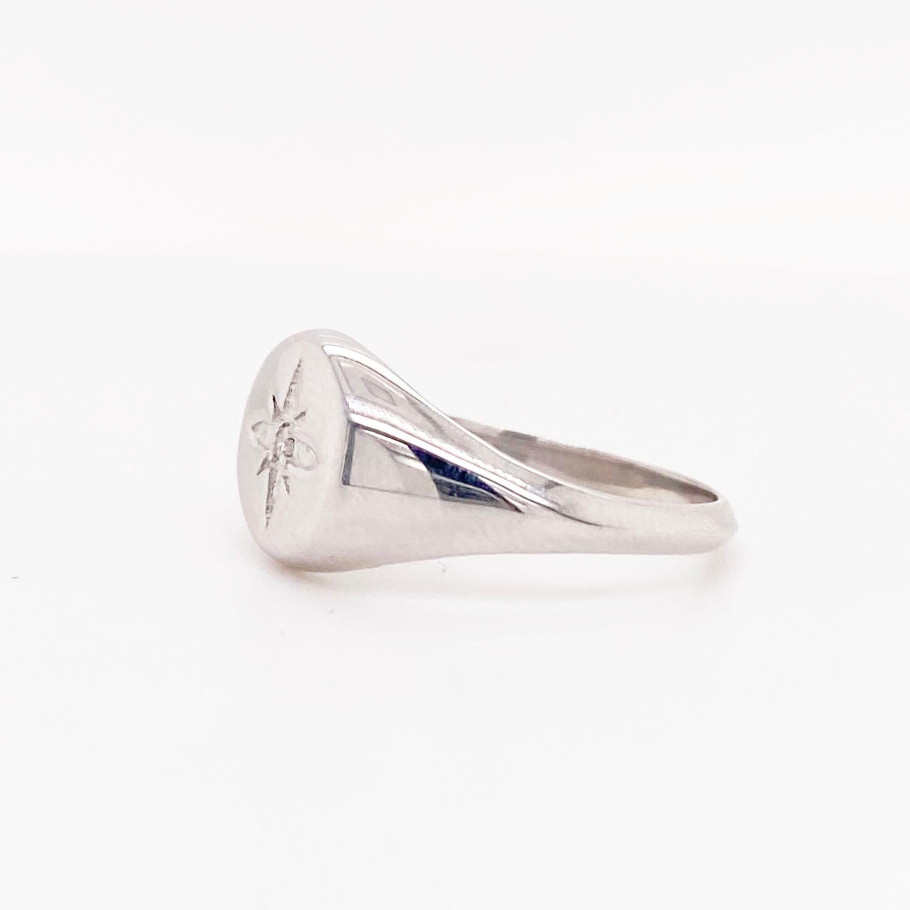 For Sale:  Snowflake Signet Ring, Flower Signet Sterling Silver Ring 2