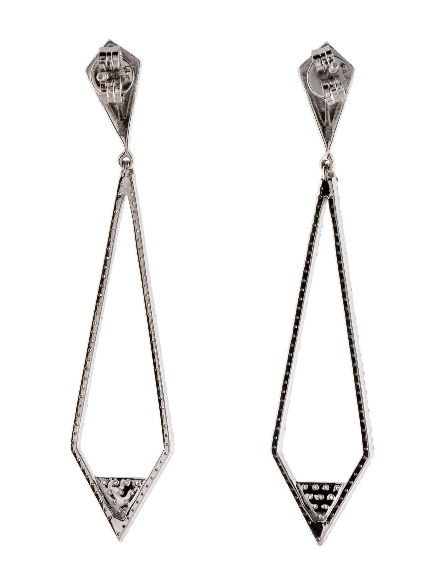 Women's Stunning 14K Diamond Drop Earrings - 1.13ctw Sparkle & Style, Elegant Jewelry For Sale