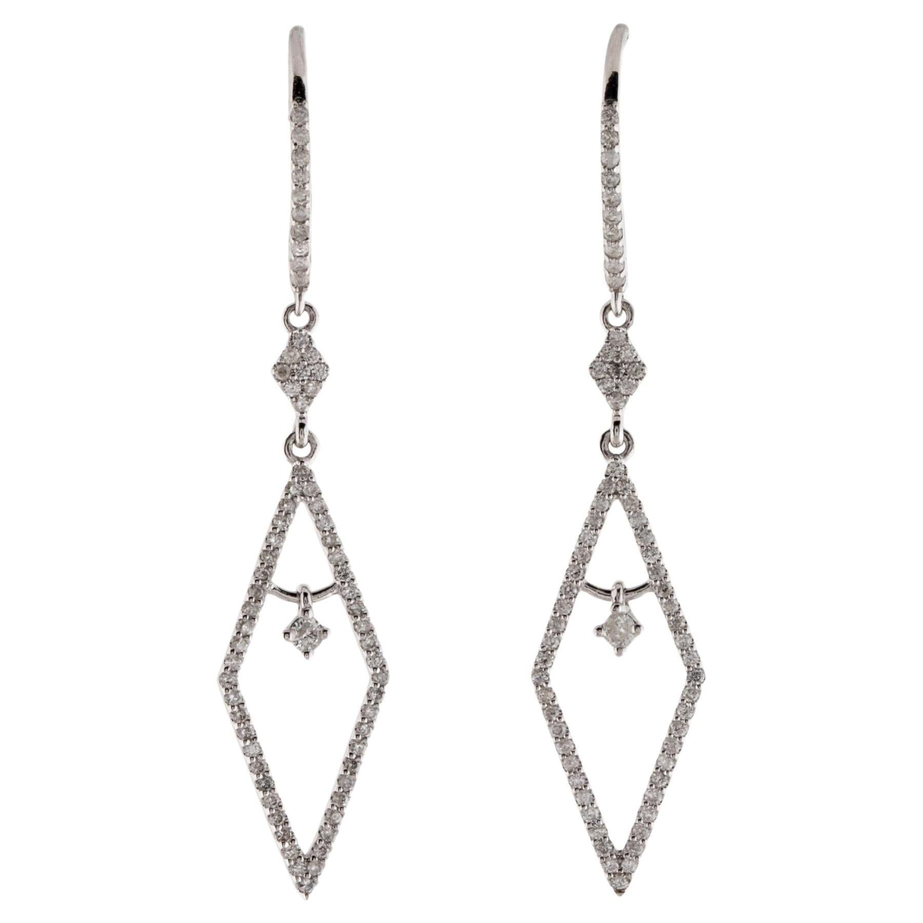 14K Diamond Drop Earrings - Luxe Sparkle, Elegant Design, Timeless Beauty For Sale