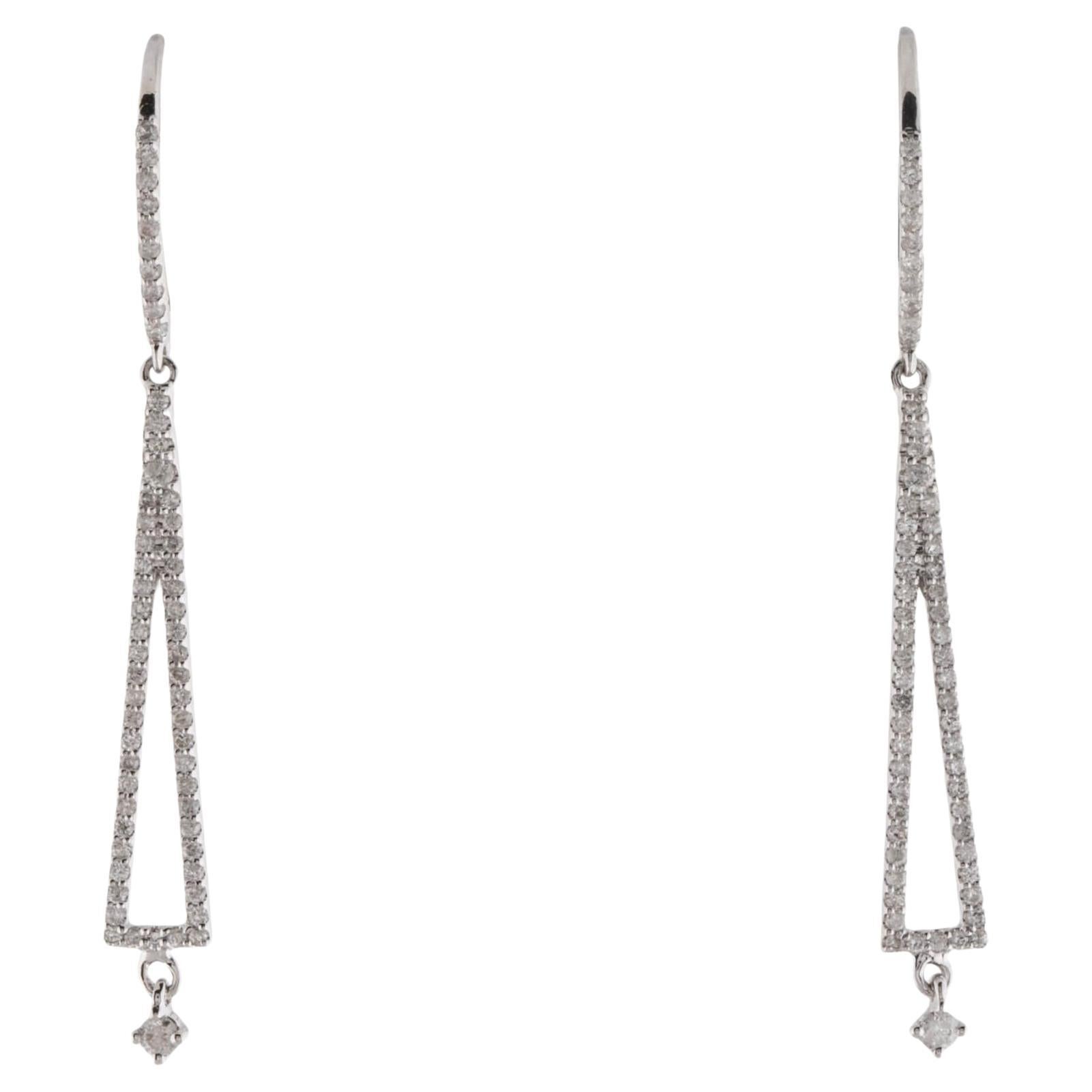 Luxueuses boucles d'oreilles pendantes en diamant 14K - Style exquis de la joaillerie, élégance intemporelle