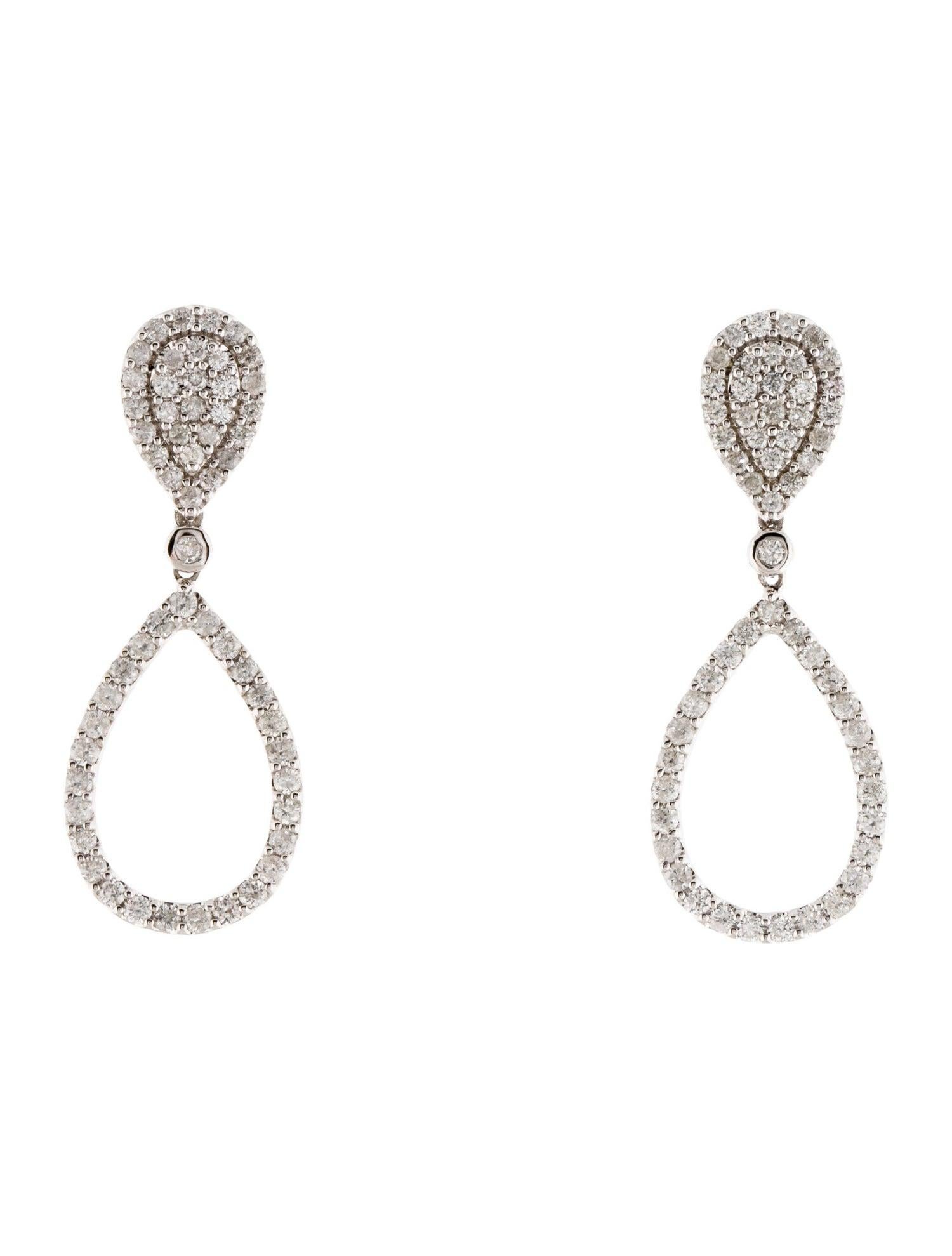 Exquisite 14K Diamond Drop Earrings - 1.40ctw Radiant Beauty & Luxury In New Condition For Sale In Holtsville, NY