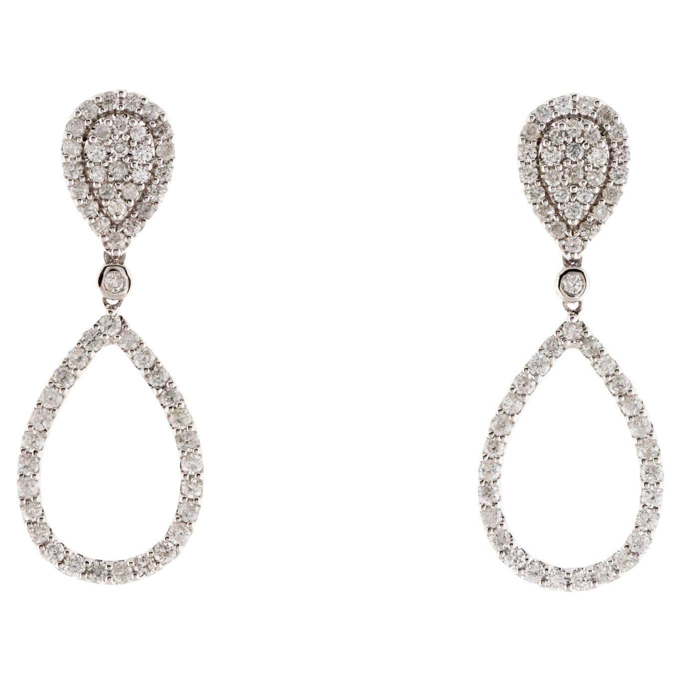 Exquisite 14K Diamond Drop Earrings - 1.40ctw Radiant Beauty & Luxury
