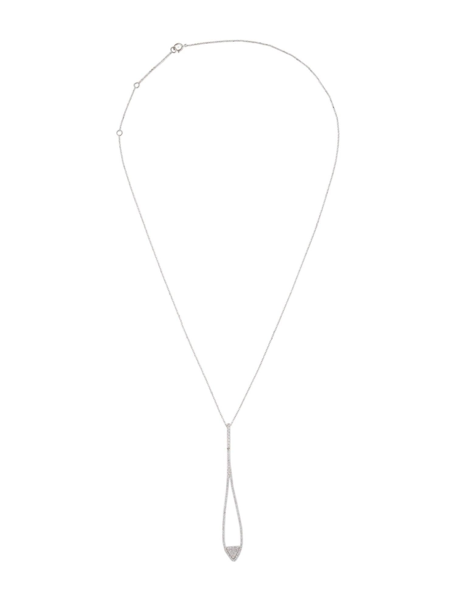 Brilliant Cut 14K Diamond Pavé Drop Pendant Necklace - Elegant Luxury Statement Piece For Sale