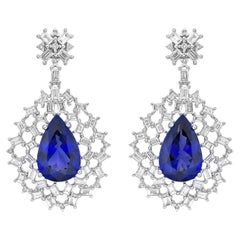 Boucles d'oreilles flocon de neige en or blanc 18 carats, tanzanite et diamants