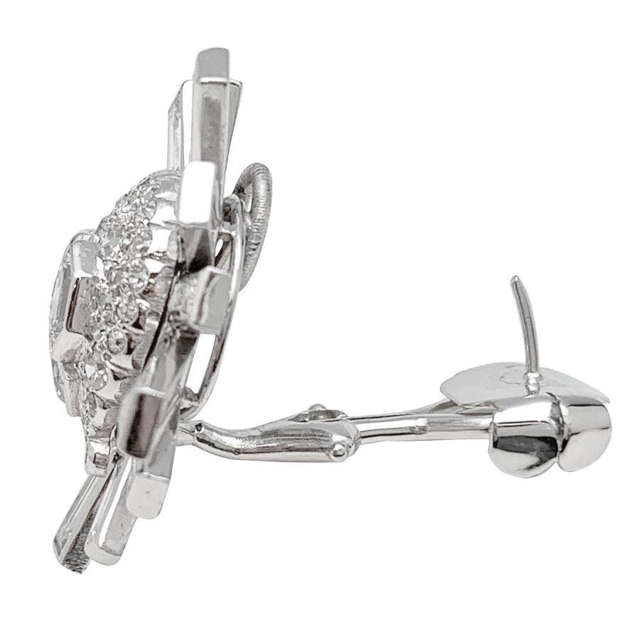 Women's or Men's Snowflakes Clip-On Earrings, Platinum and Diamonds