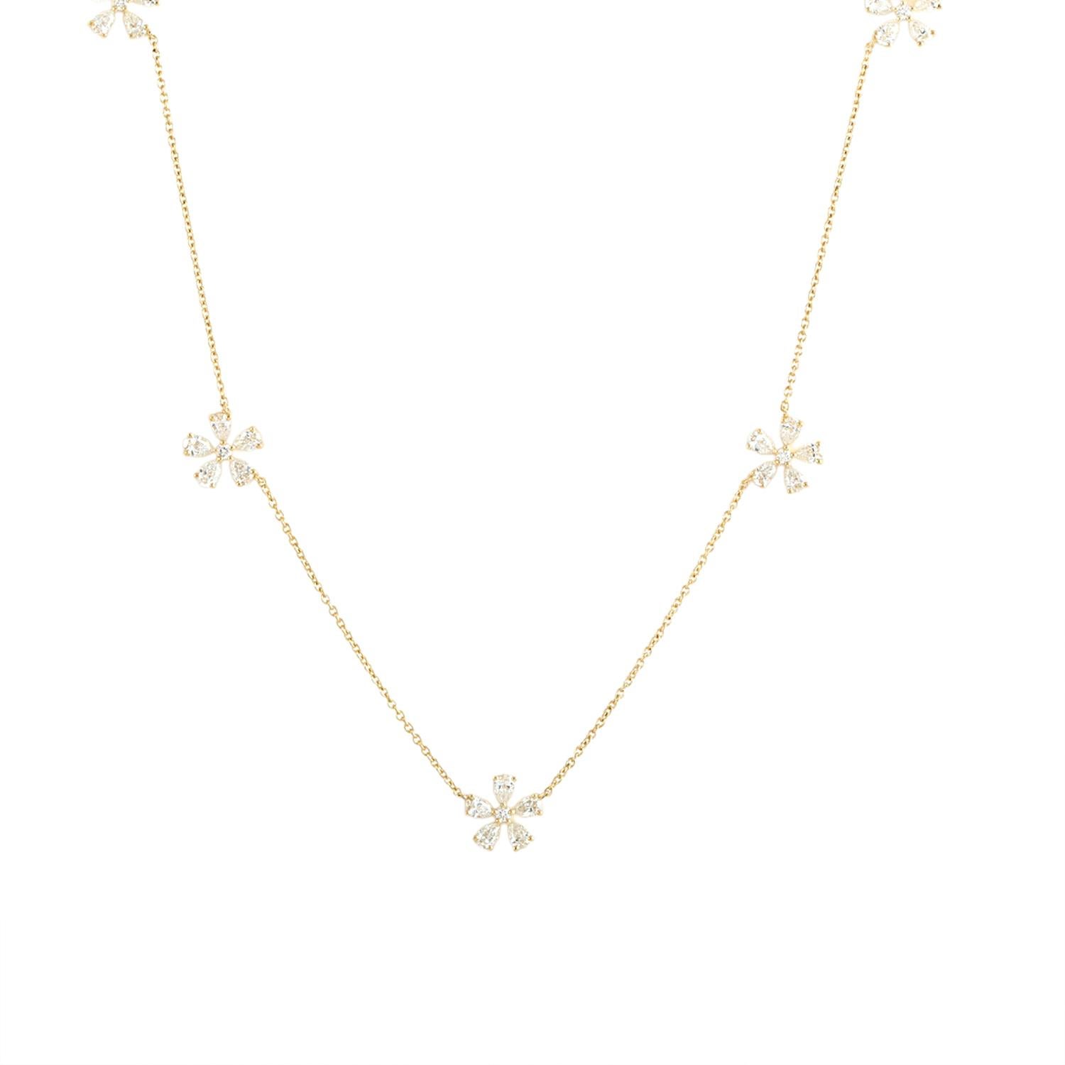 Taglio misto Snowflakes Diamond Chain Necklace Made In 18k White Gold in vendita