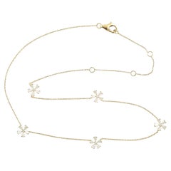 Snowflakes Diamond Chain Necklace Made In 18k White Gold