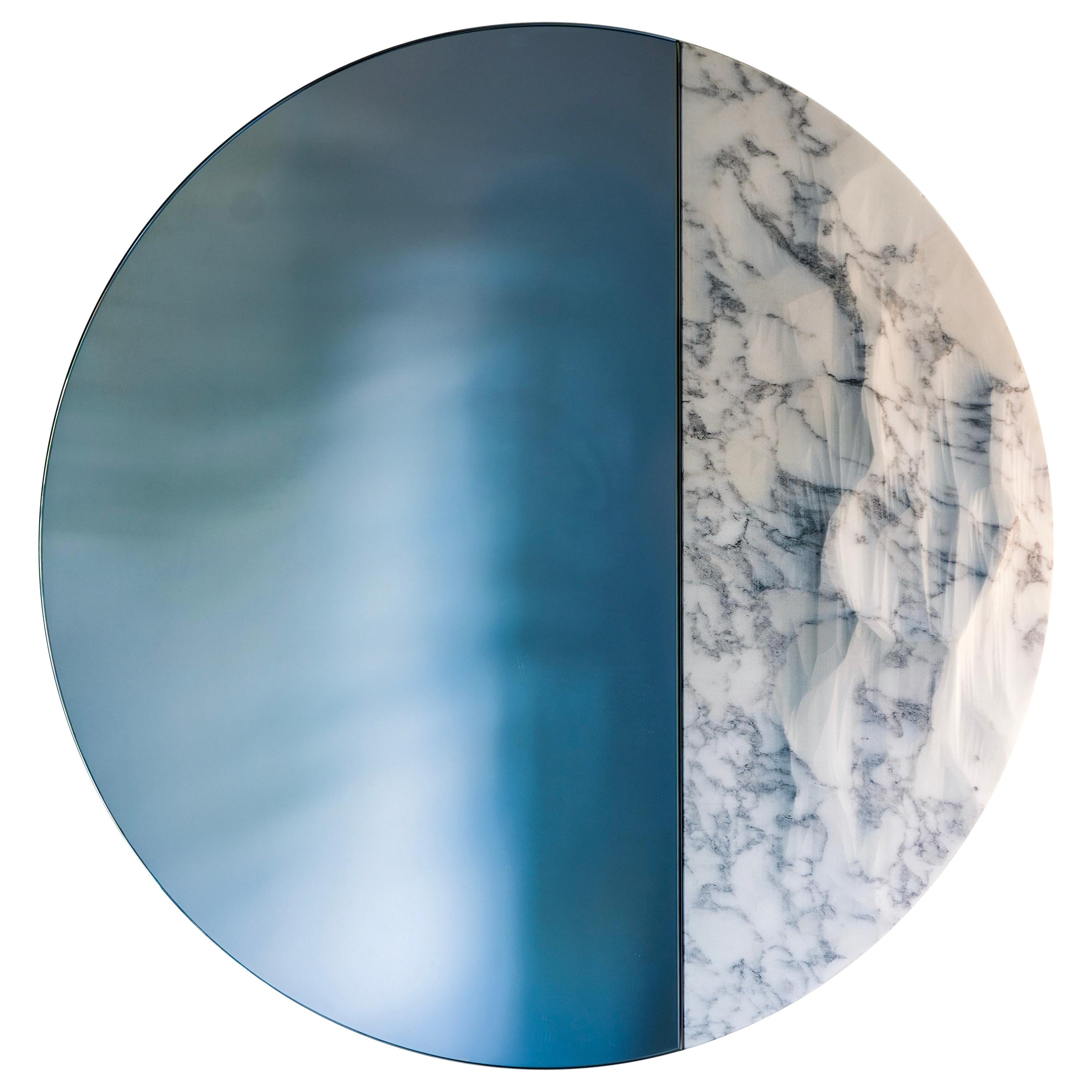 Snowmotion Carved Carrara Marble Rounded Mirror