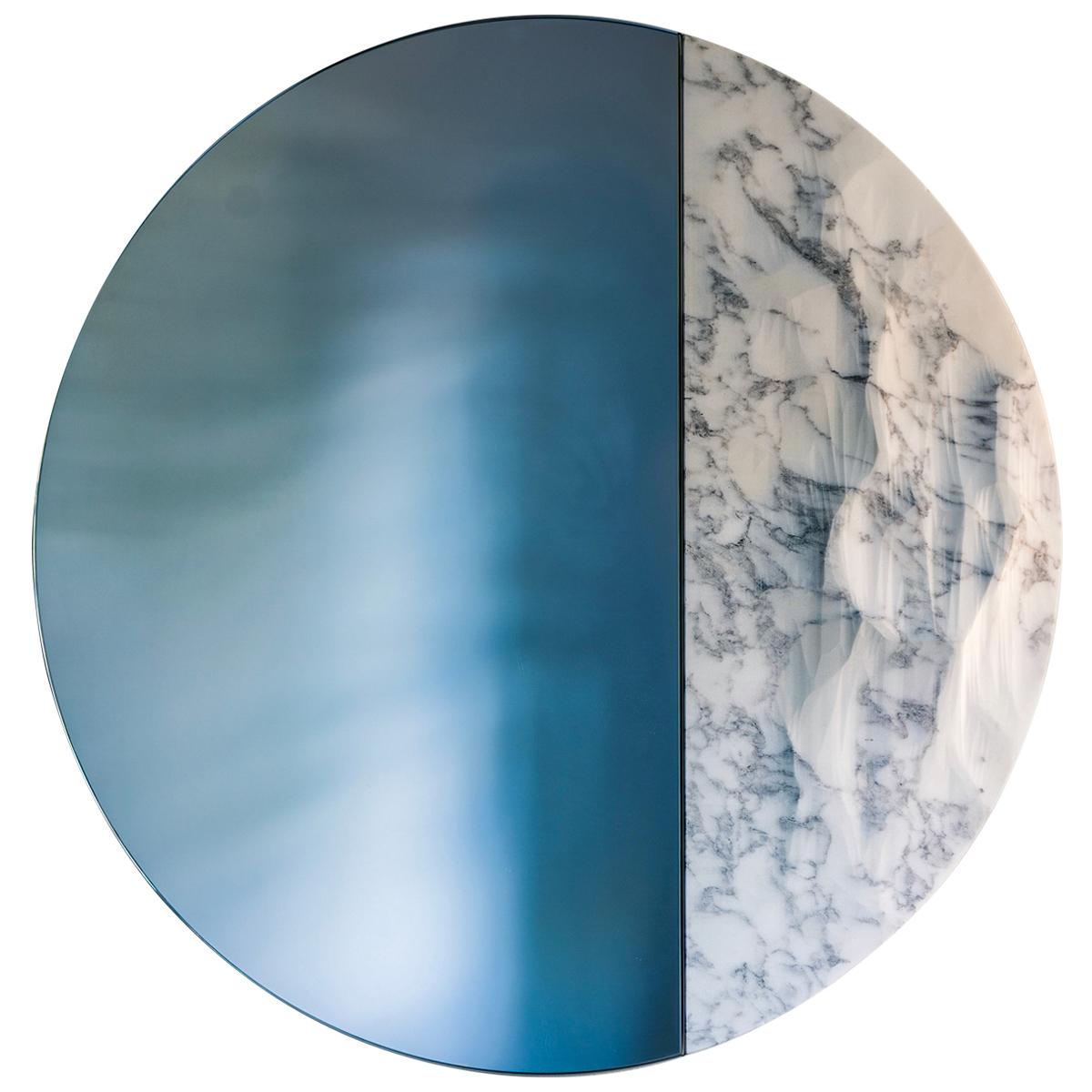 Miroir contemporain Mouvement de neige avec marbre