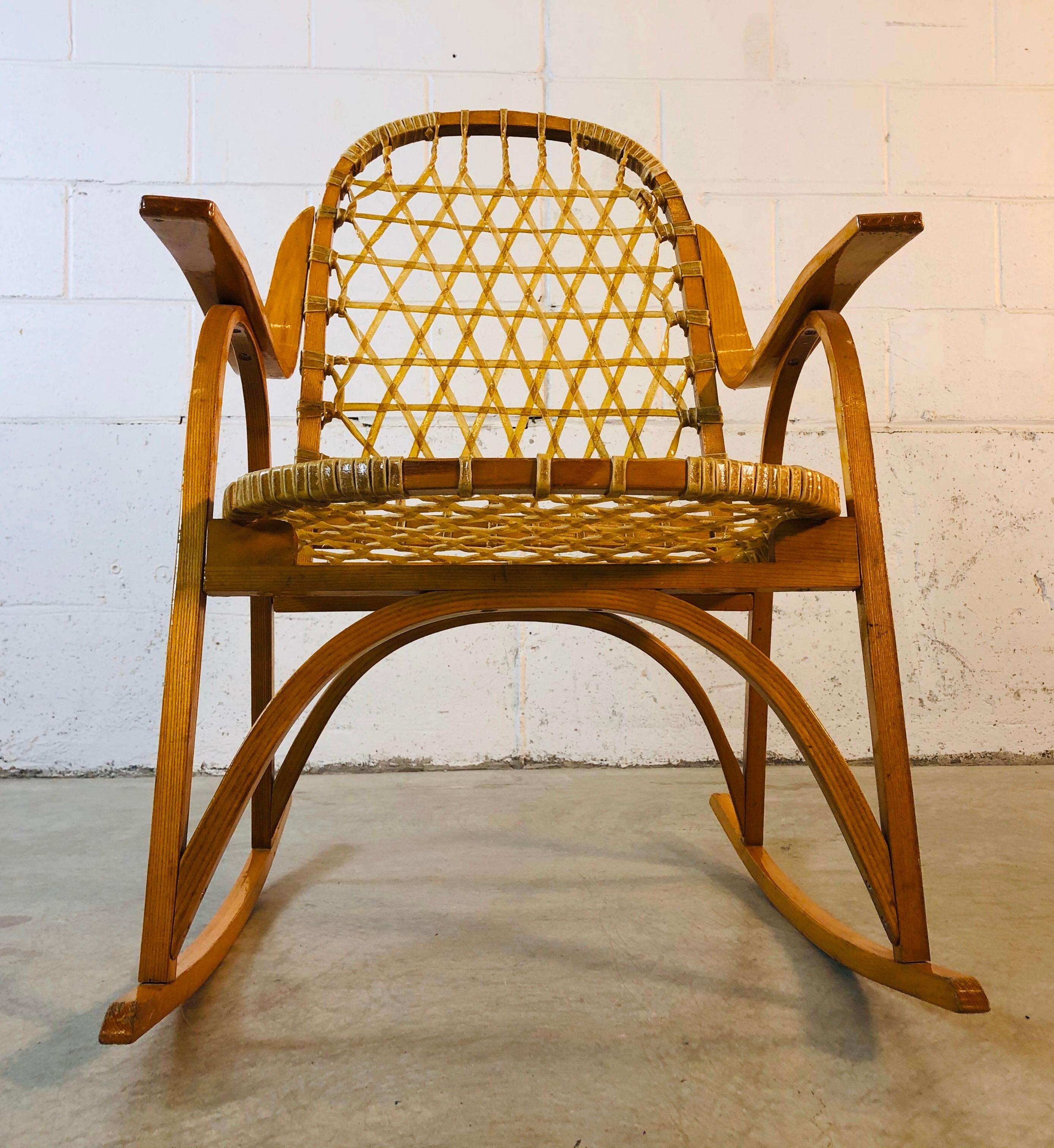Snowshoe Maple Rocking Chair with Rawhide by Vermont Tubbs Furniture