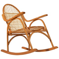 Snowshoe Oak Rocking Chair with Rawhide Lacing by Vermont Tubbs