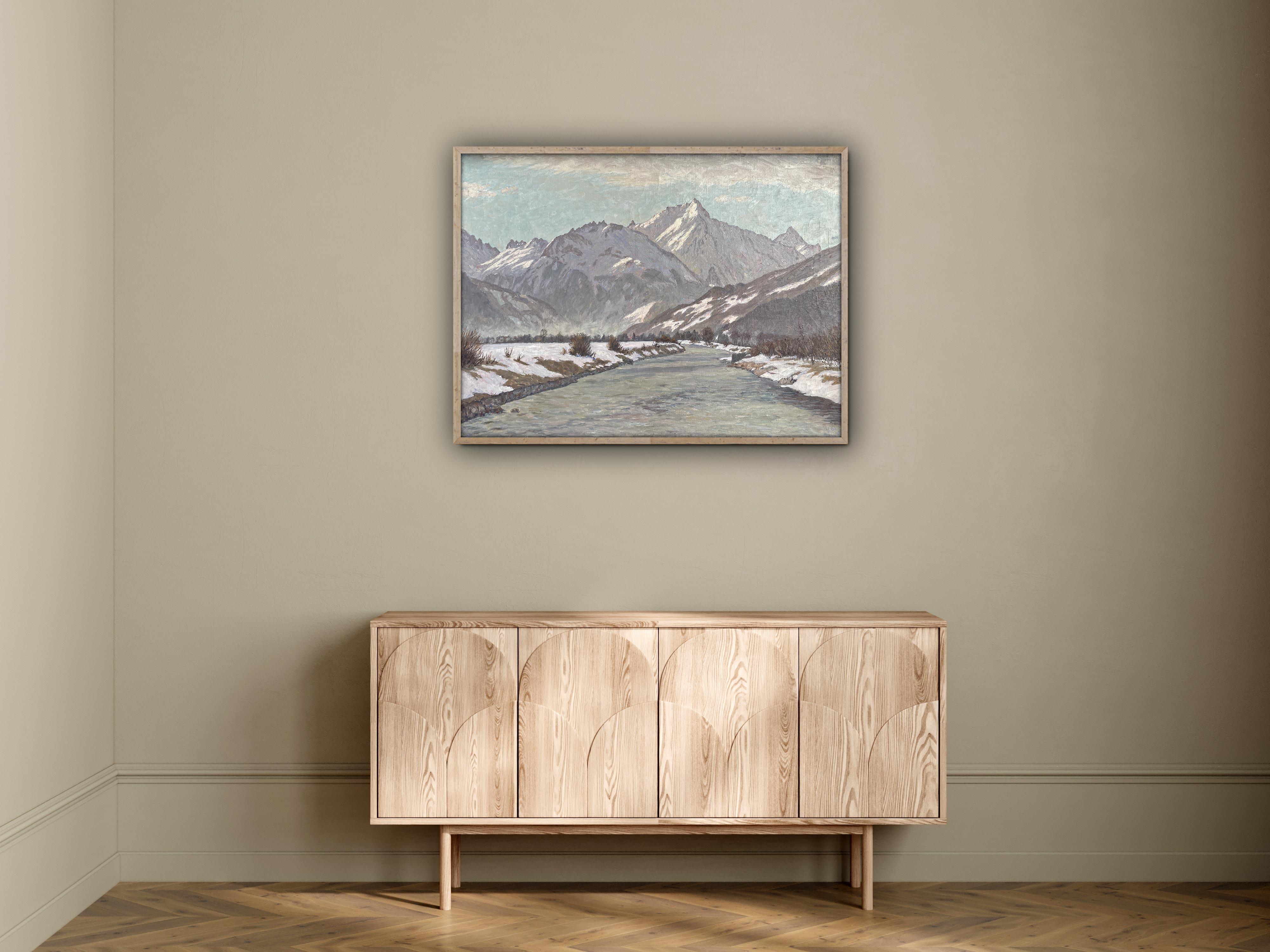 Schneewittchen-Landschaft Öl auf Leinwand von Alex Weise – Dolomiten, 1930 im Angebot 2