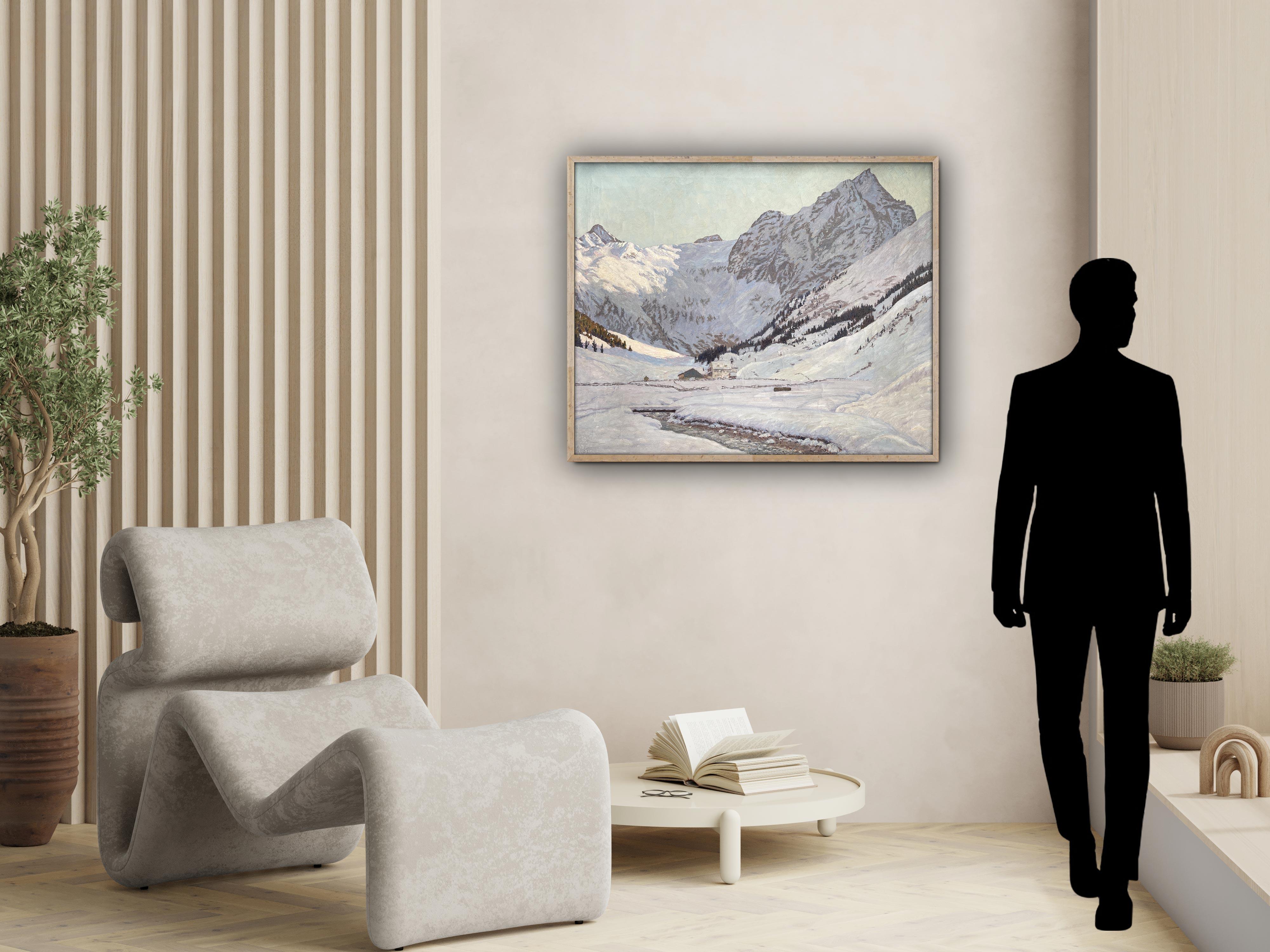 Snowy Landscape Oil On Canvas by Alex Weise - Dolomites 1930 For Sale 9