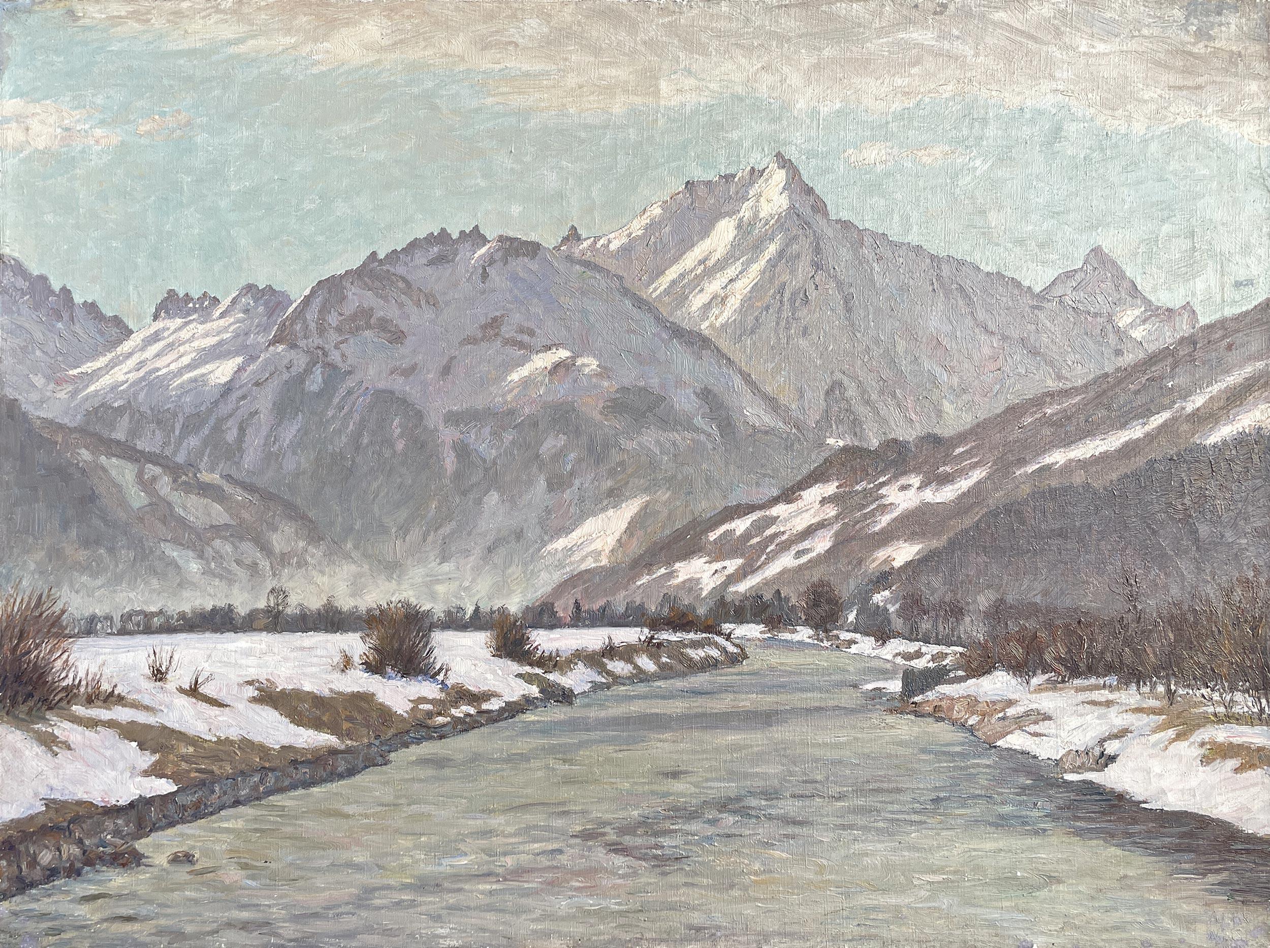 Schneewittchen-Landschaft Öl auf Leinwand von Alex Weise – Dolomiten, 1930 im Angebot 7