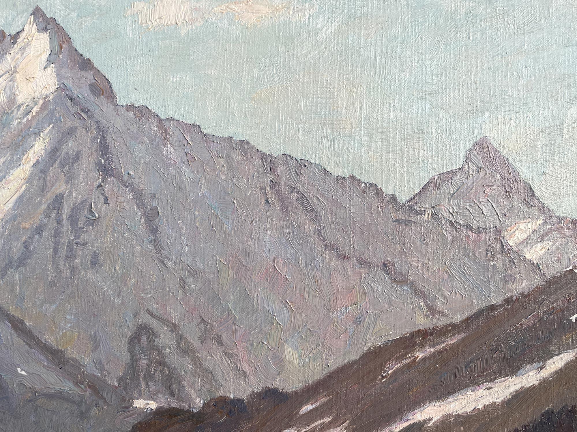 Schneewittchen-Landschaft Öl auf Leinwand von Alex Weise – Dolomiten, 1930 (Art déco) im Angebot