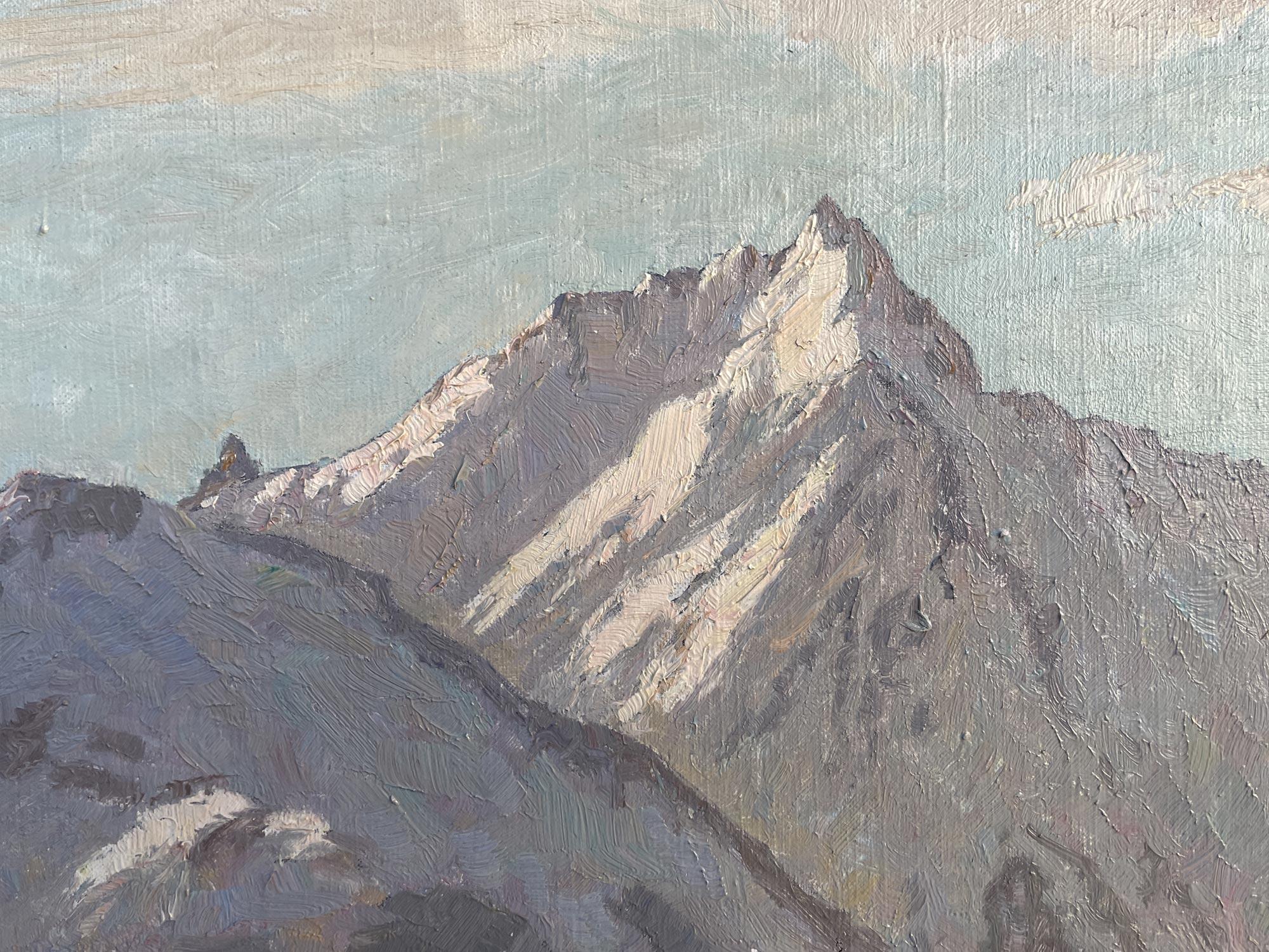 Snowy Landscape Oil On Canvas by Alex Weise - Dolomites 1930 In Good Condition For Sale In Albignasego, IT