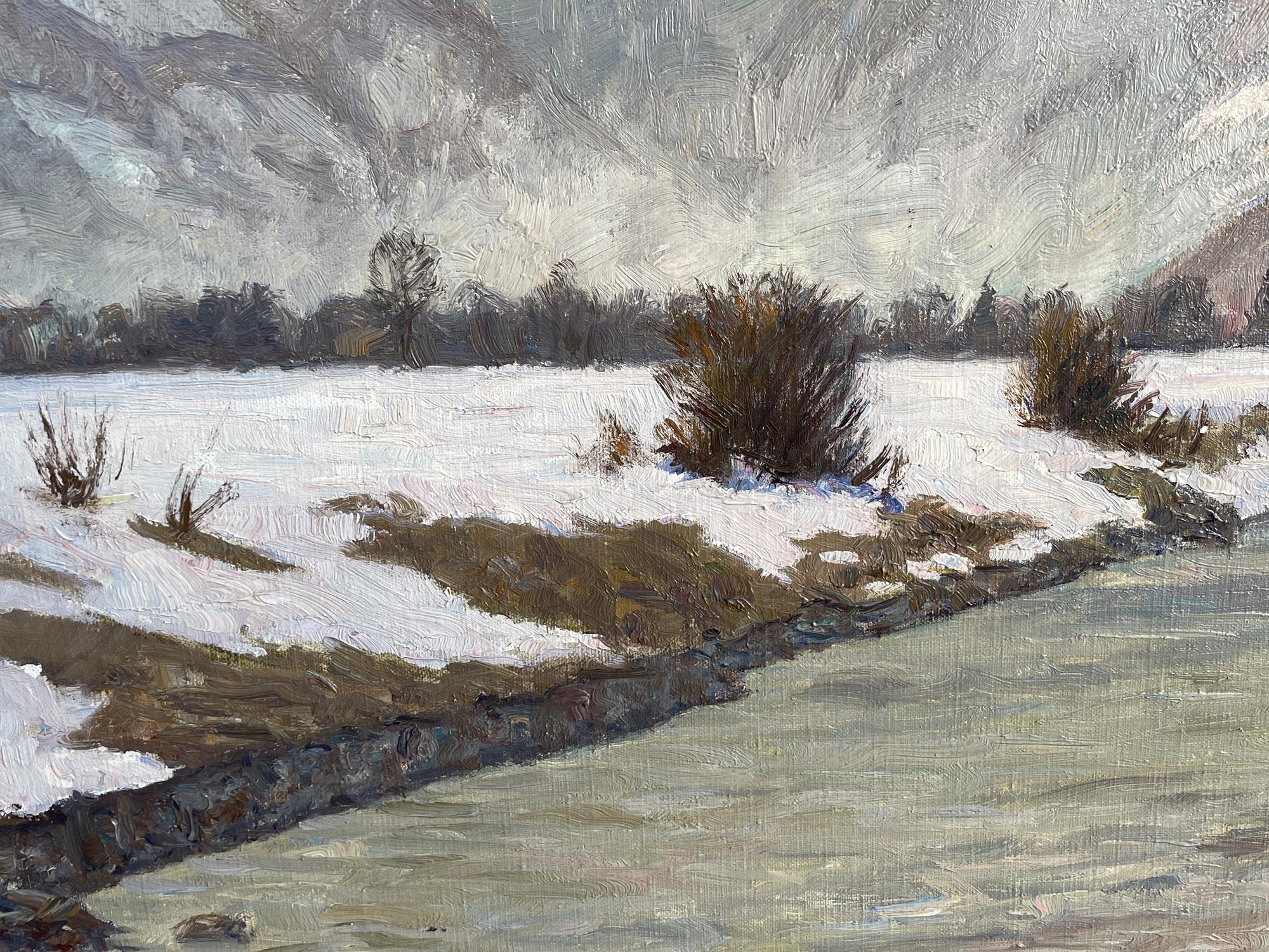 Schneewittchen-Landschaft Öl auf Leinwand von Alex Weise – Dolomiten, 1930 (Geölt) im Angebot