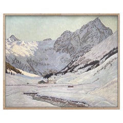 Snowy Landscape Oil On Canvas by Alex Weise - Dolomites 1930