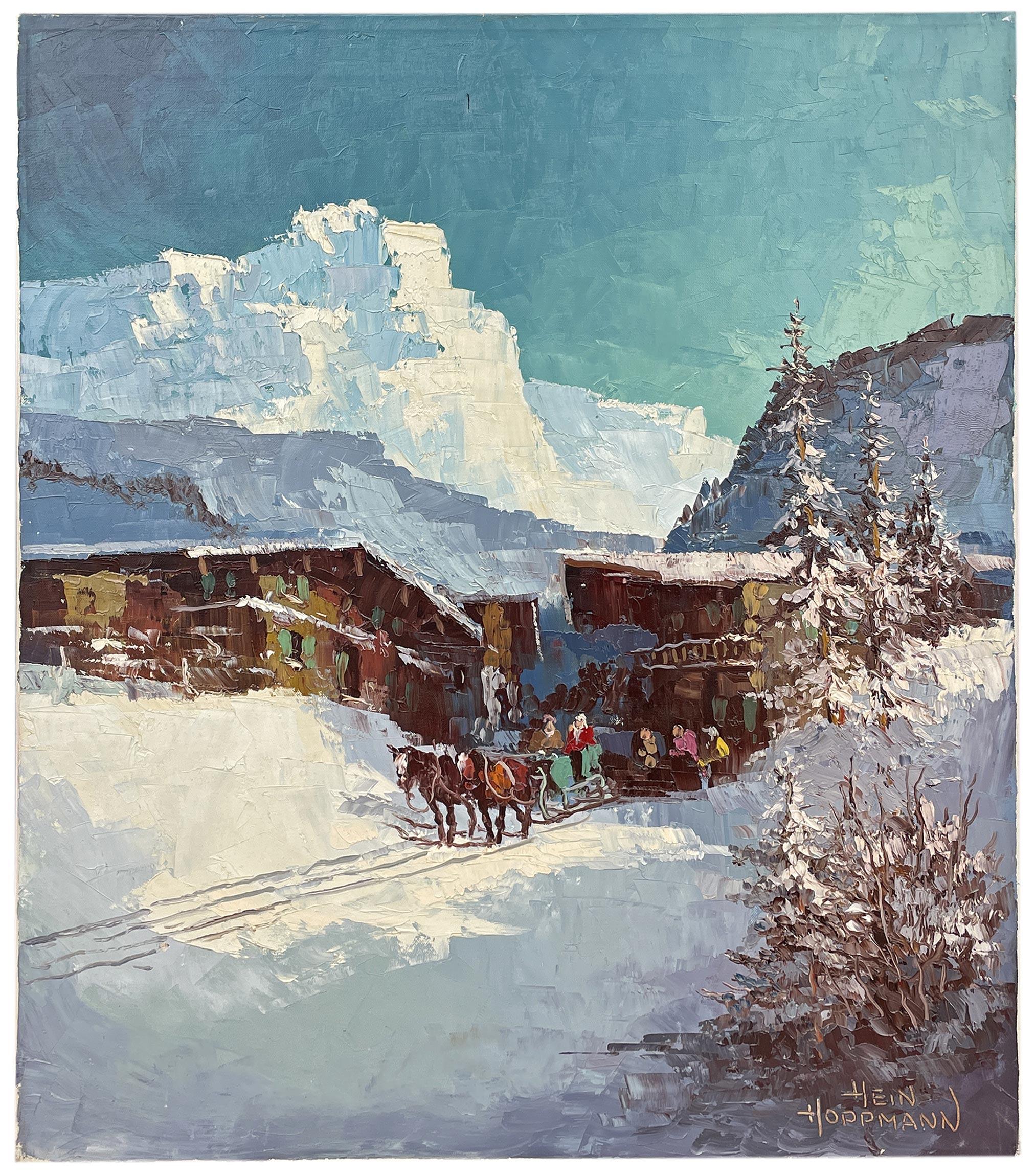 Schneelandschaft Öl auf Leinwand - Hoppmann Hein im Angebot 8