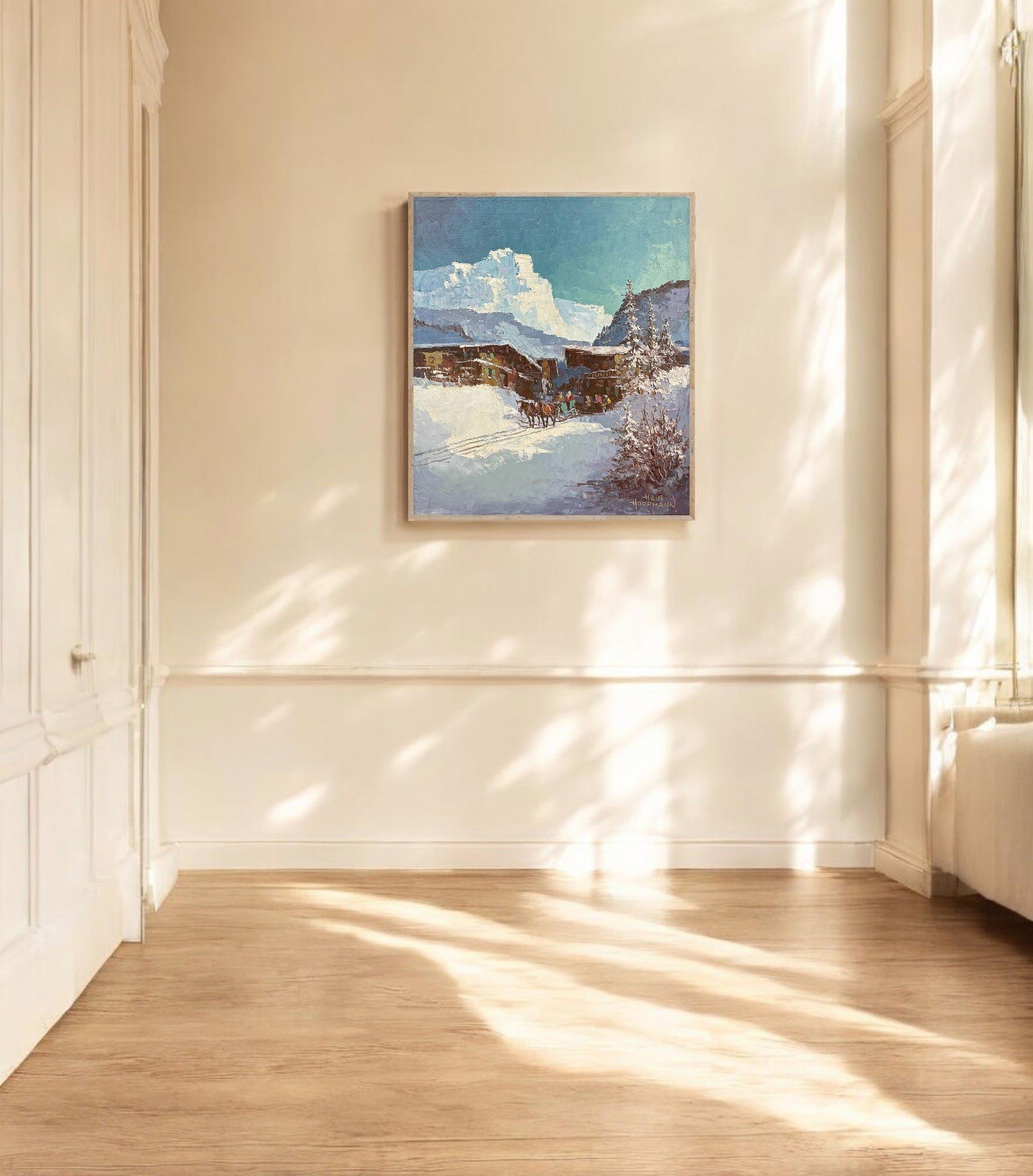 Schneelandschaft Öl auf Leinwand - Hoppmann Hein im Angebot 9