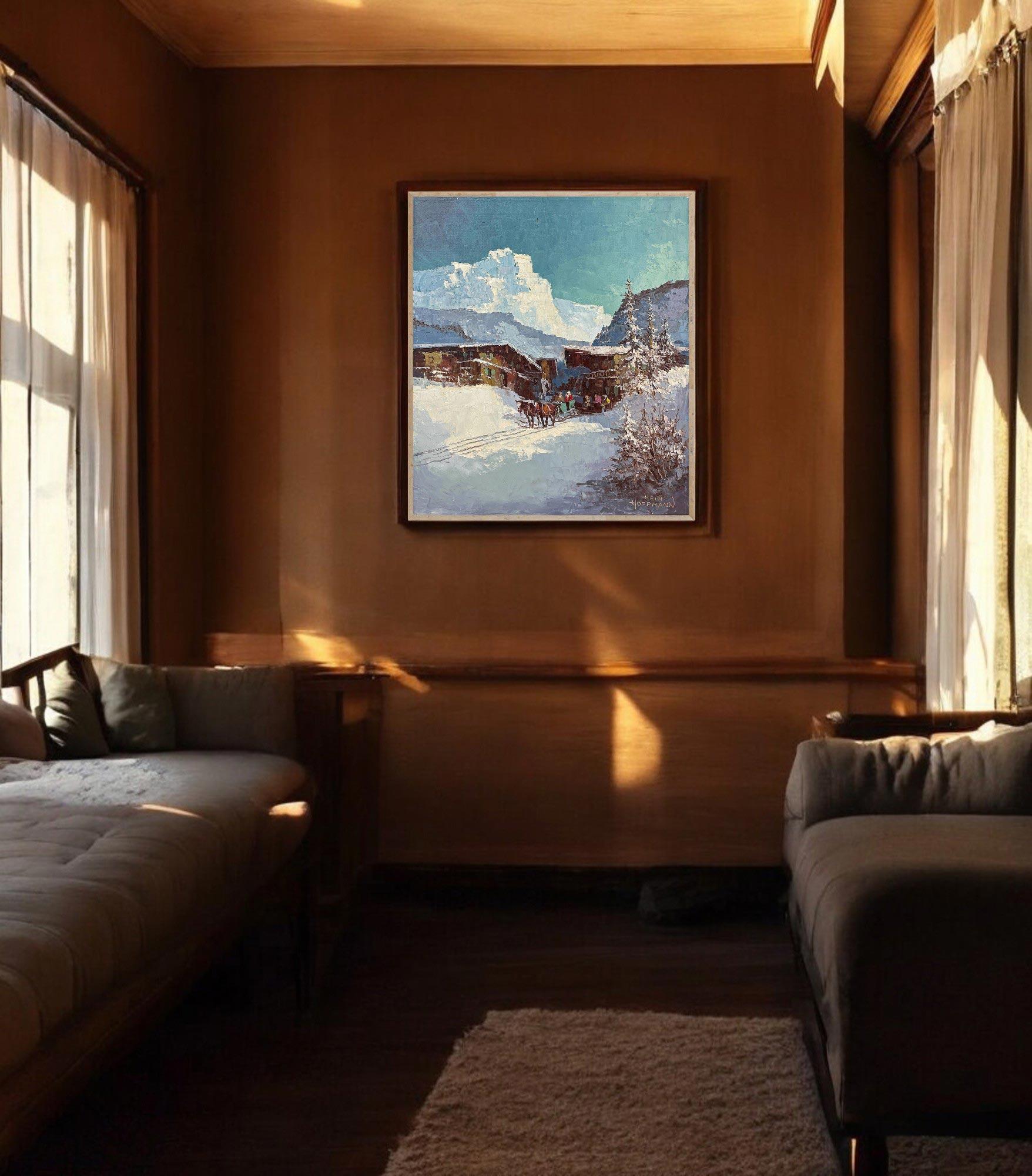 Schneelandschaft Öl auf Leinwand - Hoppmann Hein im Angebot 10