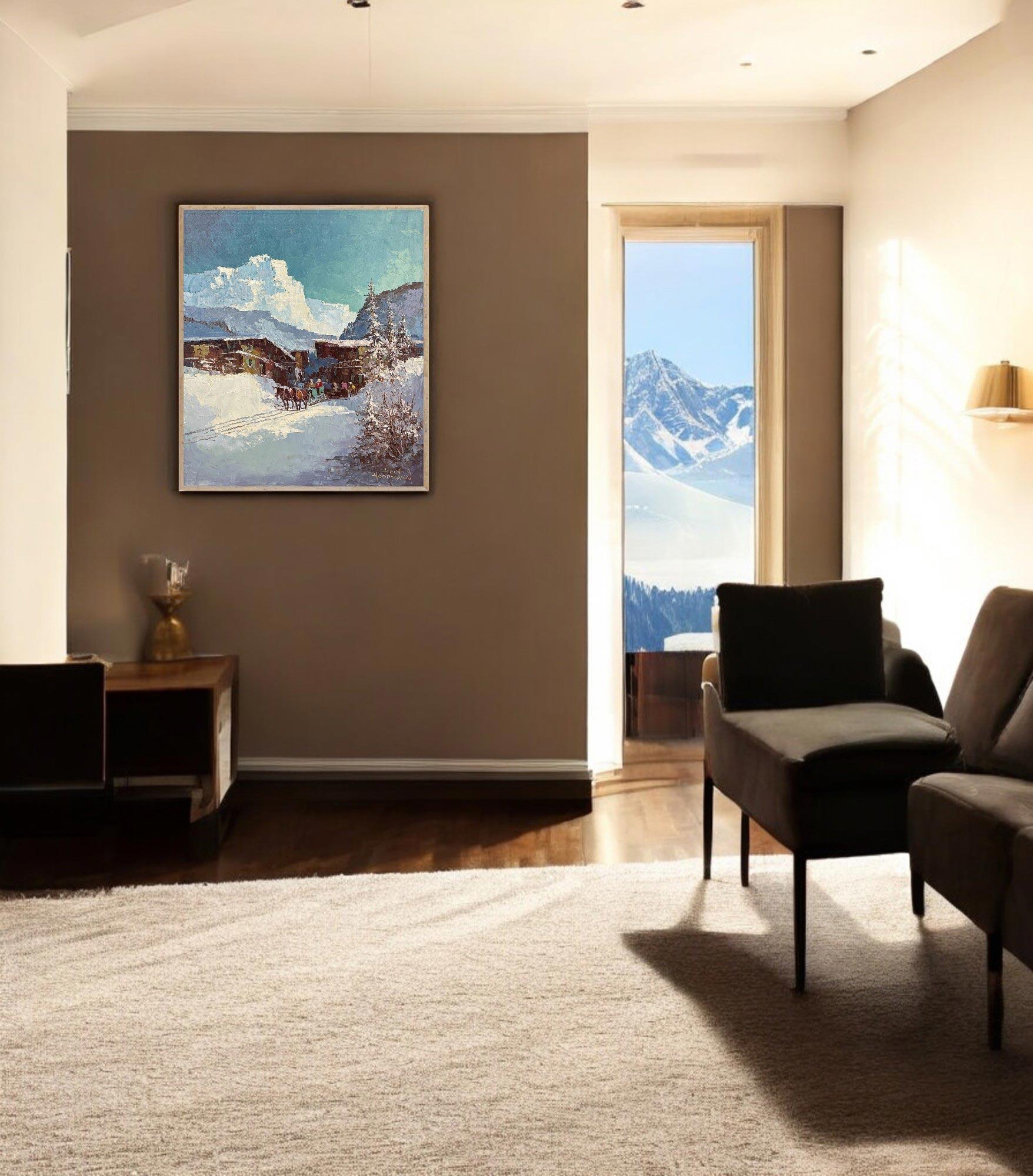 Schneelandschaft Öl auf Leinwand - Hoppmann Hein im Zustand „Gut“ im Angebot in Vo', Veneto