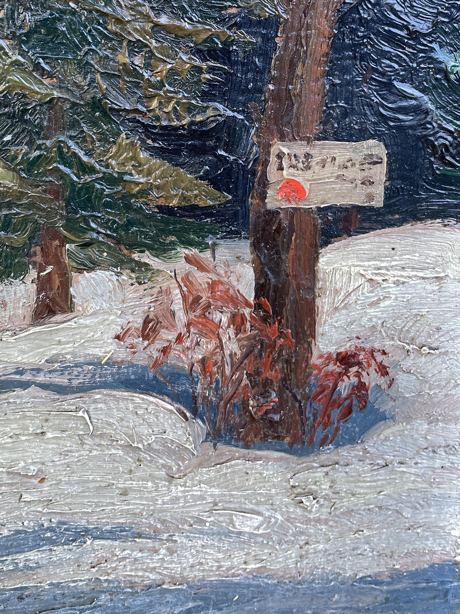 Canvas Snowy Landscape Oil on Cardboard – Marc Adam 1936