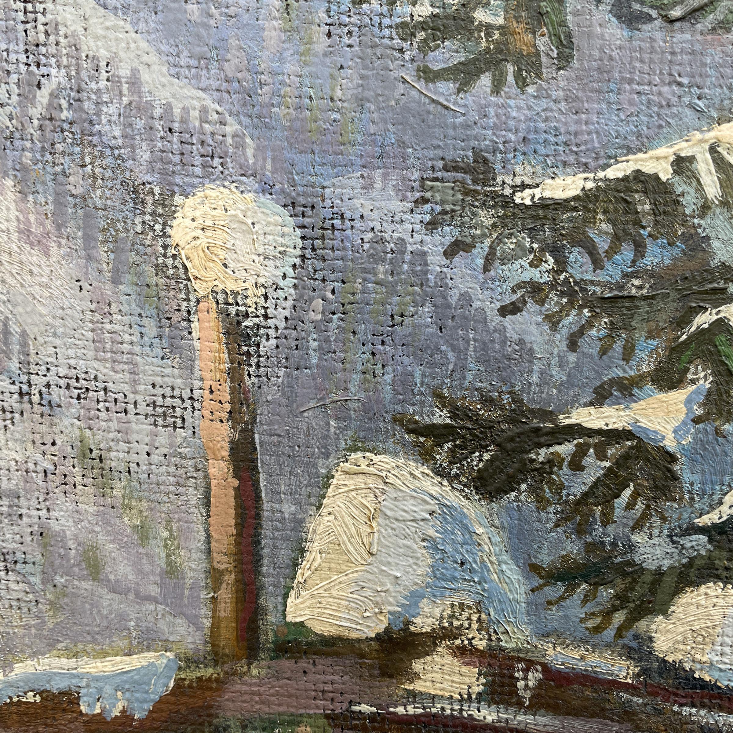 Schneegipfel Bild - Wilhelm Ulrich

50 cm x 50 cm ohne Rahmen
58 cm x 58 cm mit Rahmen aus antiker Tanne
Öl auf dem Tisch
Stimmungsvoller Winterblick auf die Gipfel eines Alpentals, in dem der Schnee reichlich auf dem Boden liegt.
Norditalien